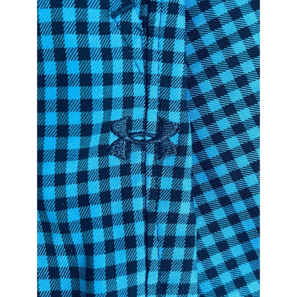 Under Armour Men's Size 36 Teal Blue Black Check Chino Shorts Golf Activewear - Picture 7 of 16